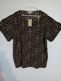 Michael Kors dark camel cheetah print women's blouse size 3x