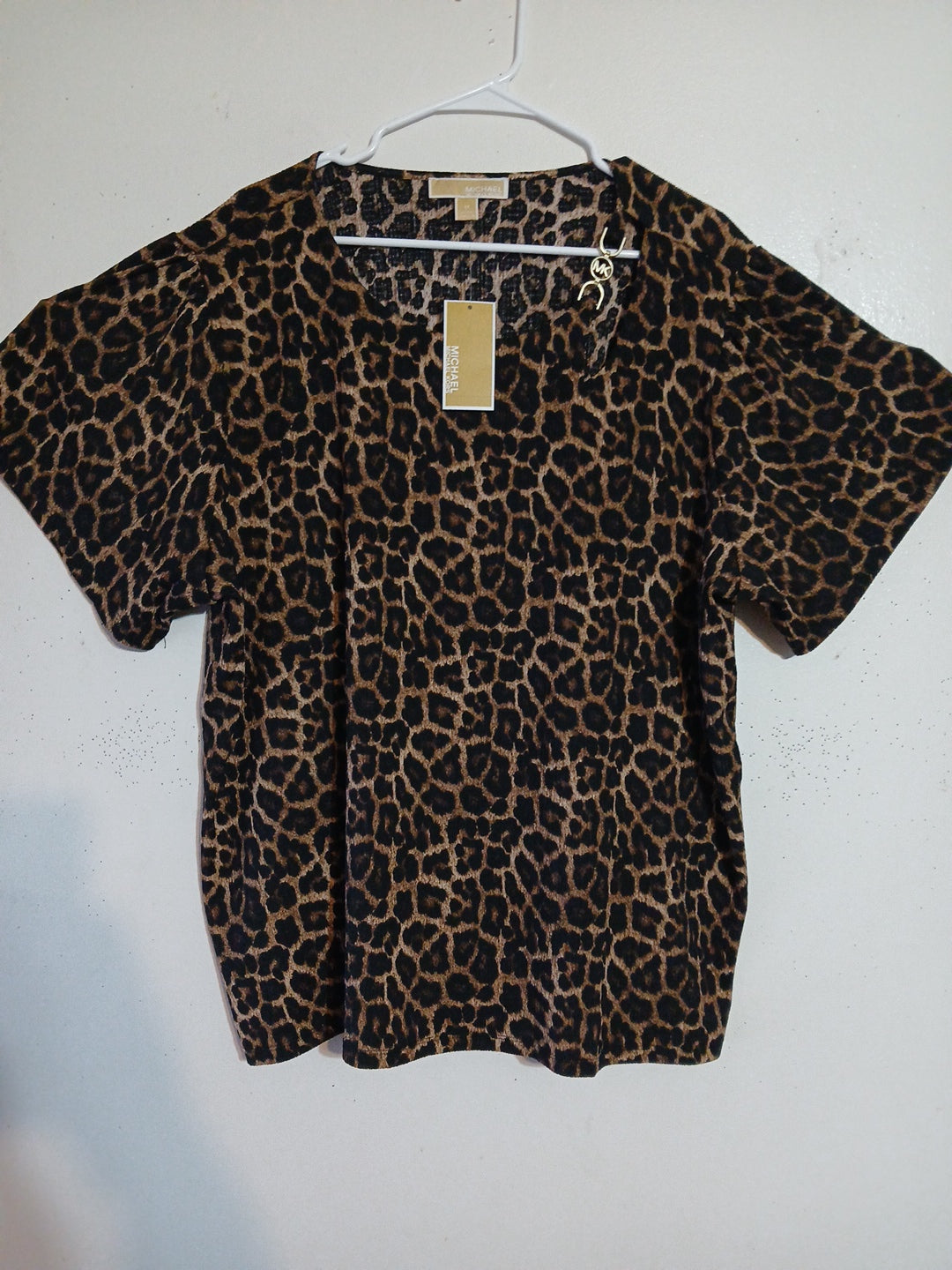 Michael Kors dark camel cheetah print women's blouse size 3x