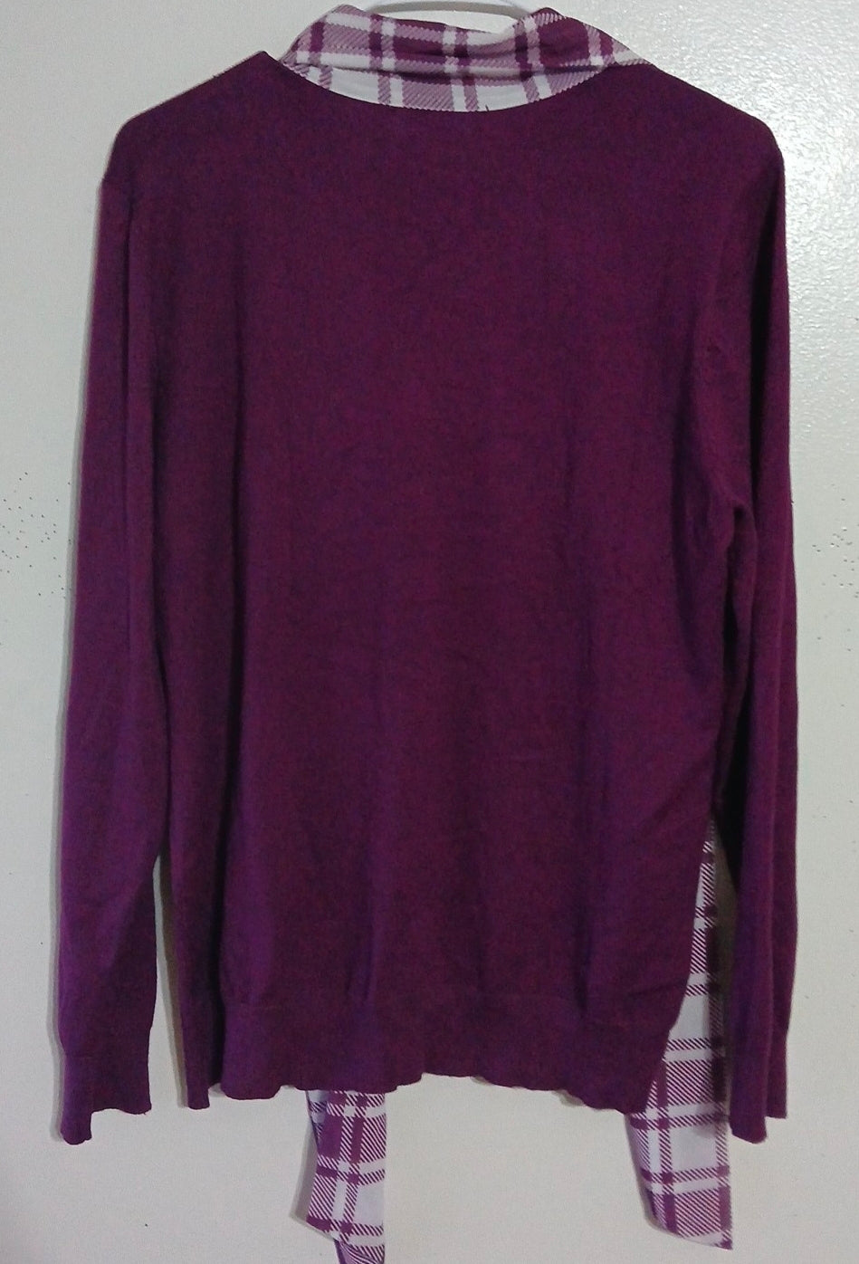 NY&C Solid Purple Women's Long Sleeve Shirt With Scarf Attached New With Tags Size XL