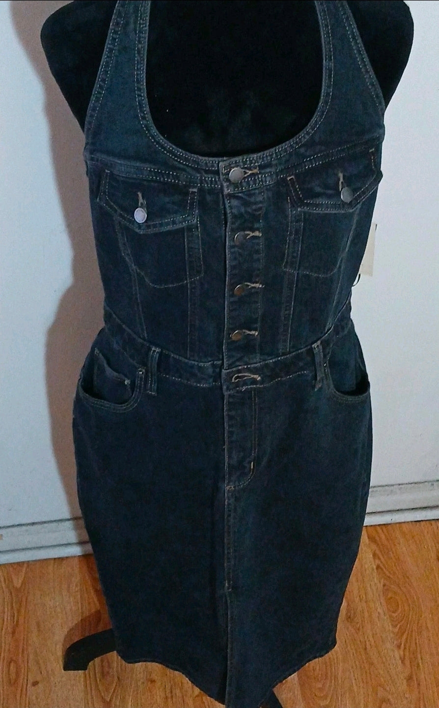 Universal thread Women’s black wash denim midi dress  Size 12