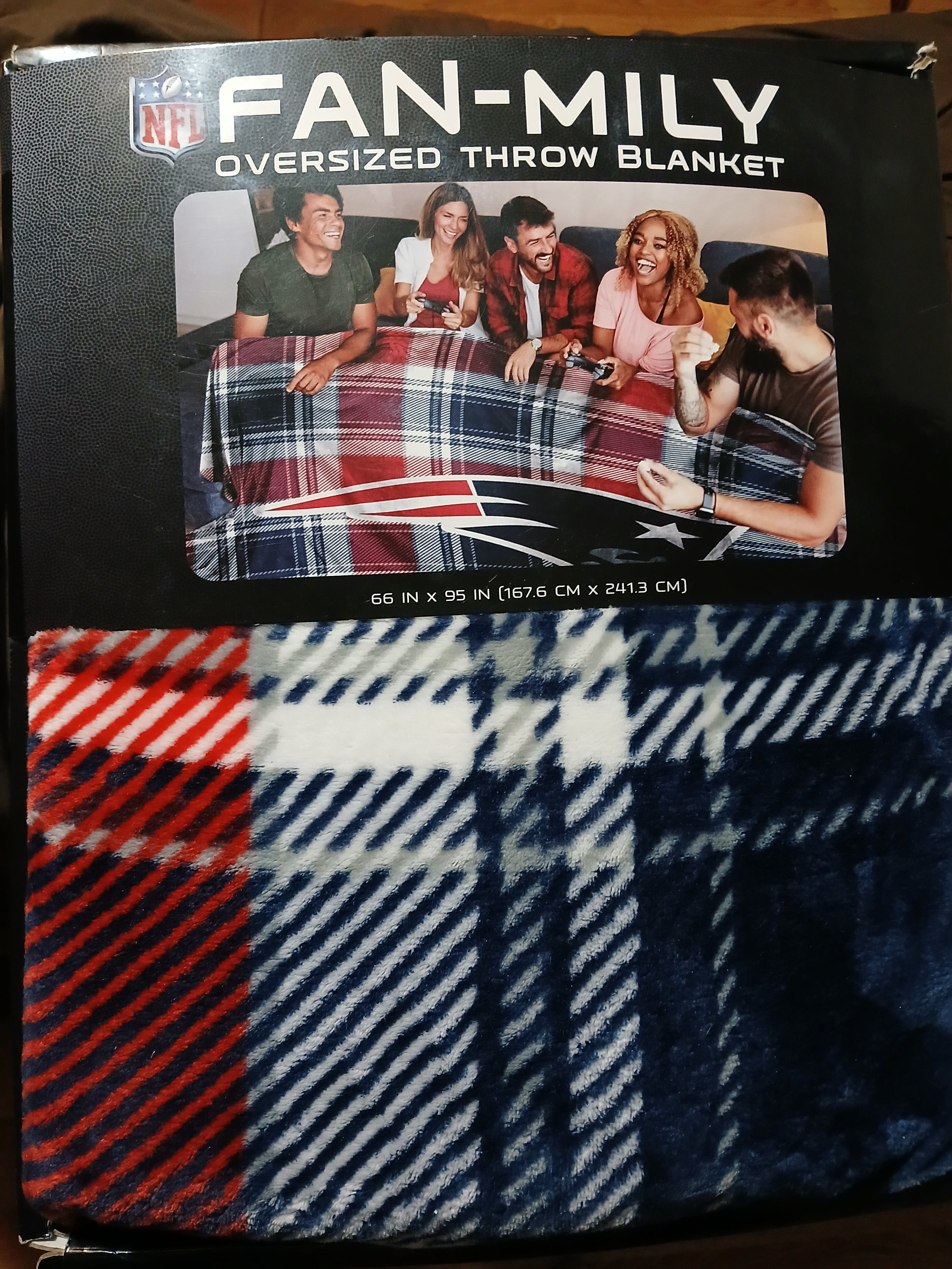 New England Patriots NFL oversized throw blanket size 66in X 95in