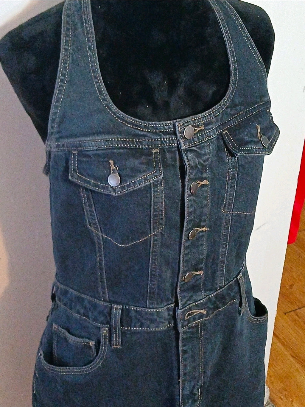 Universal thread Women’s black wash denim midi dress  Size 12