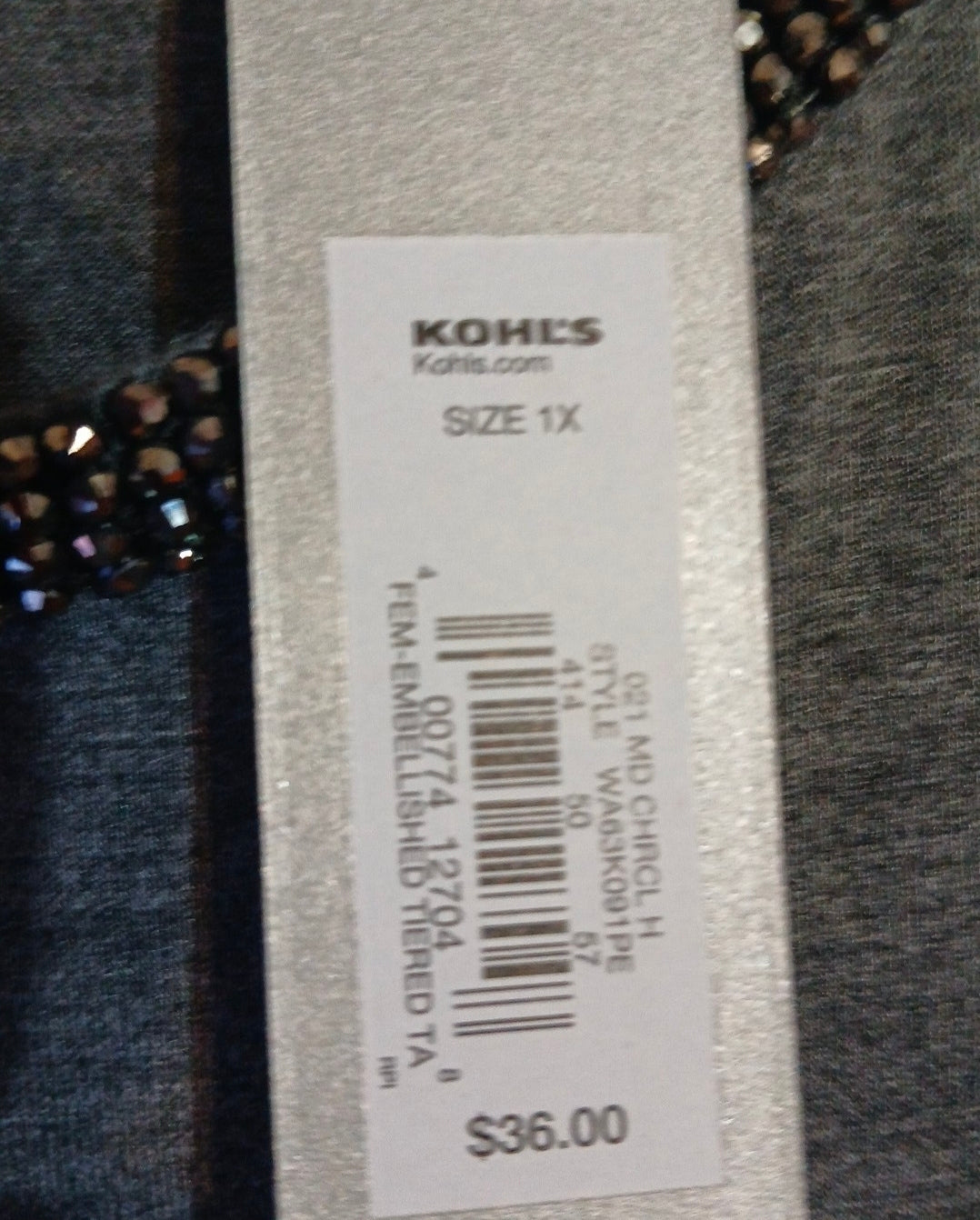 Apt 9 Women's Gray & White Sleeveless Tank Rhinestone Neck Size 1X