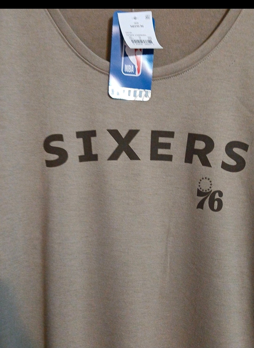 Women’s License Philadelphia 76ers NBA Long Sleeves Tan New With Tags Size Large