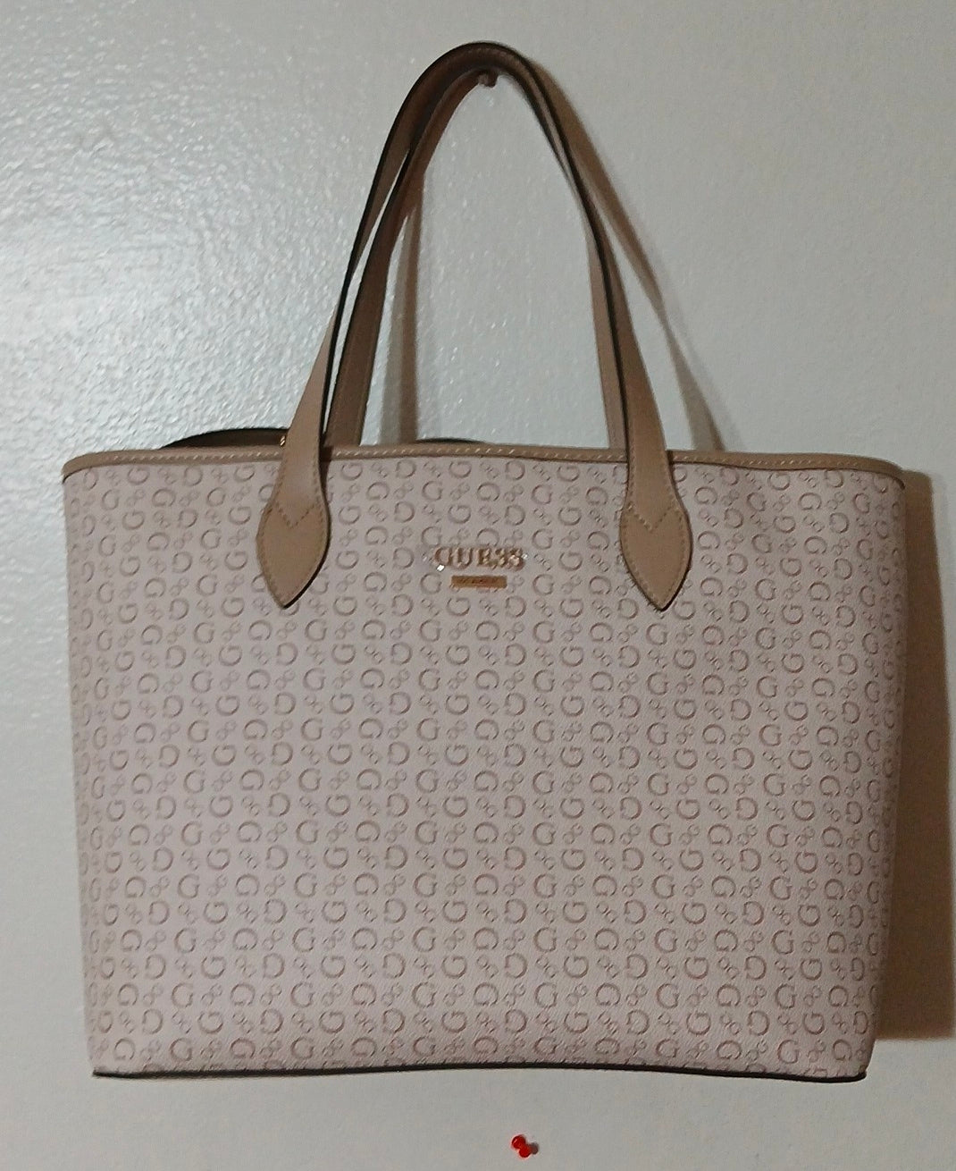 Guess Los Angeles 2 Set Woman's Tote Bag / Handbag Color Tan New With Tags