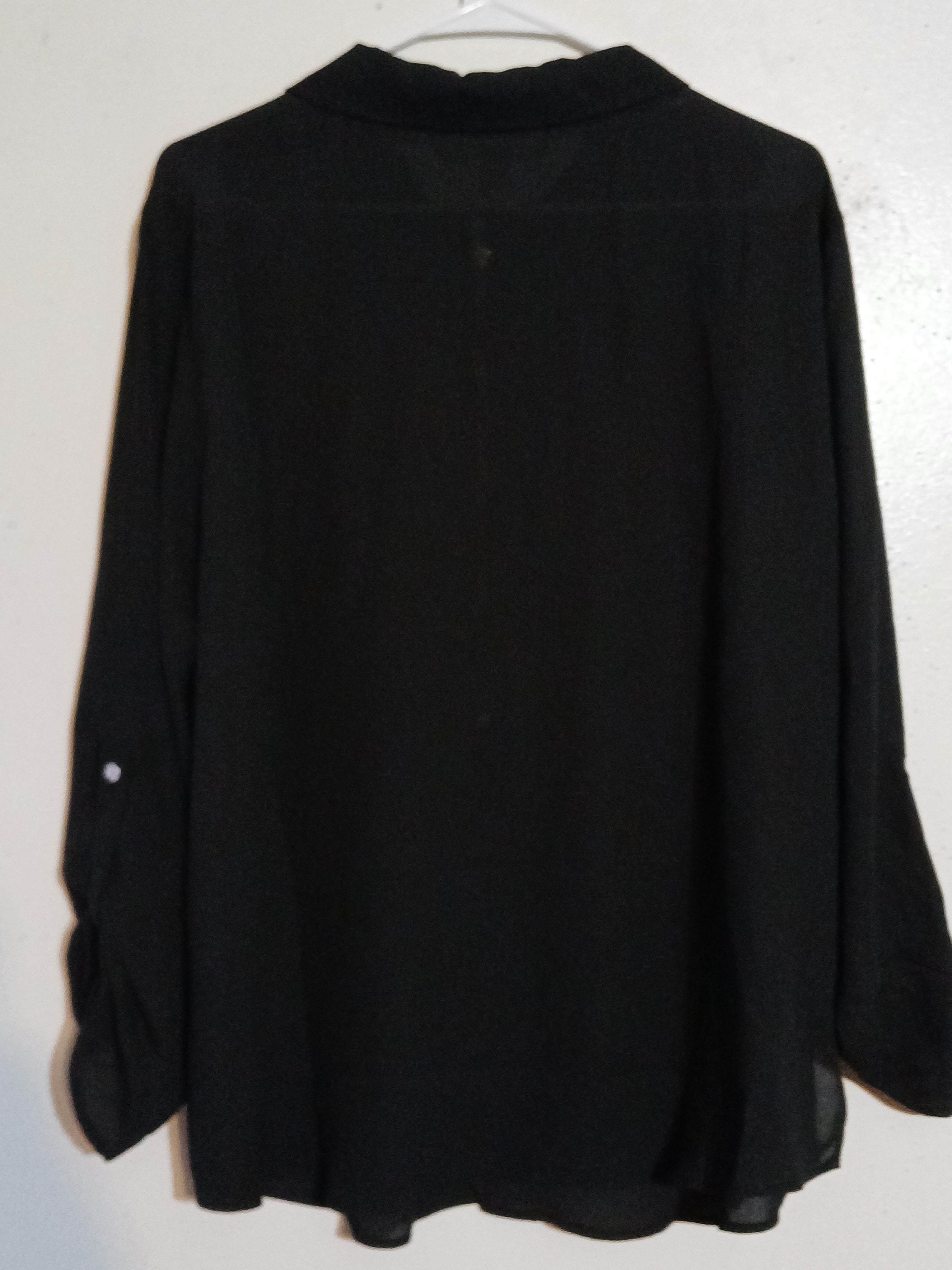 Michael Kors Woman's Blouse Black W/Gold Tone Front Zipper Size 2X