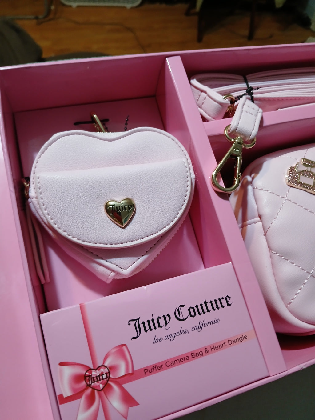 Juicy Couture Women's Puffy Camera Crossbody Handbag Color Pink Gift Set