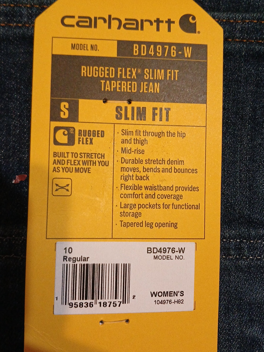 Carhartt Rugged Flex Slim Fit Tapered Women's Jeans Size 10 Regular