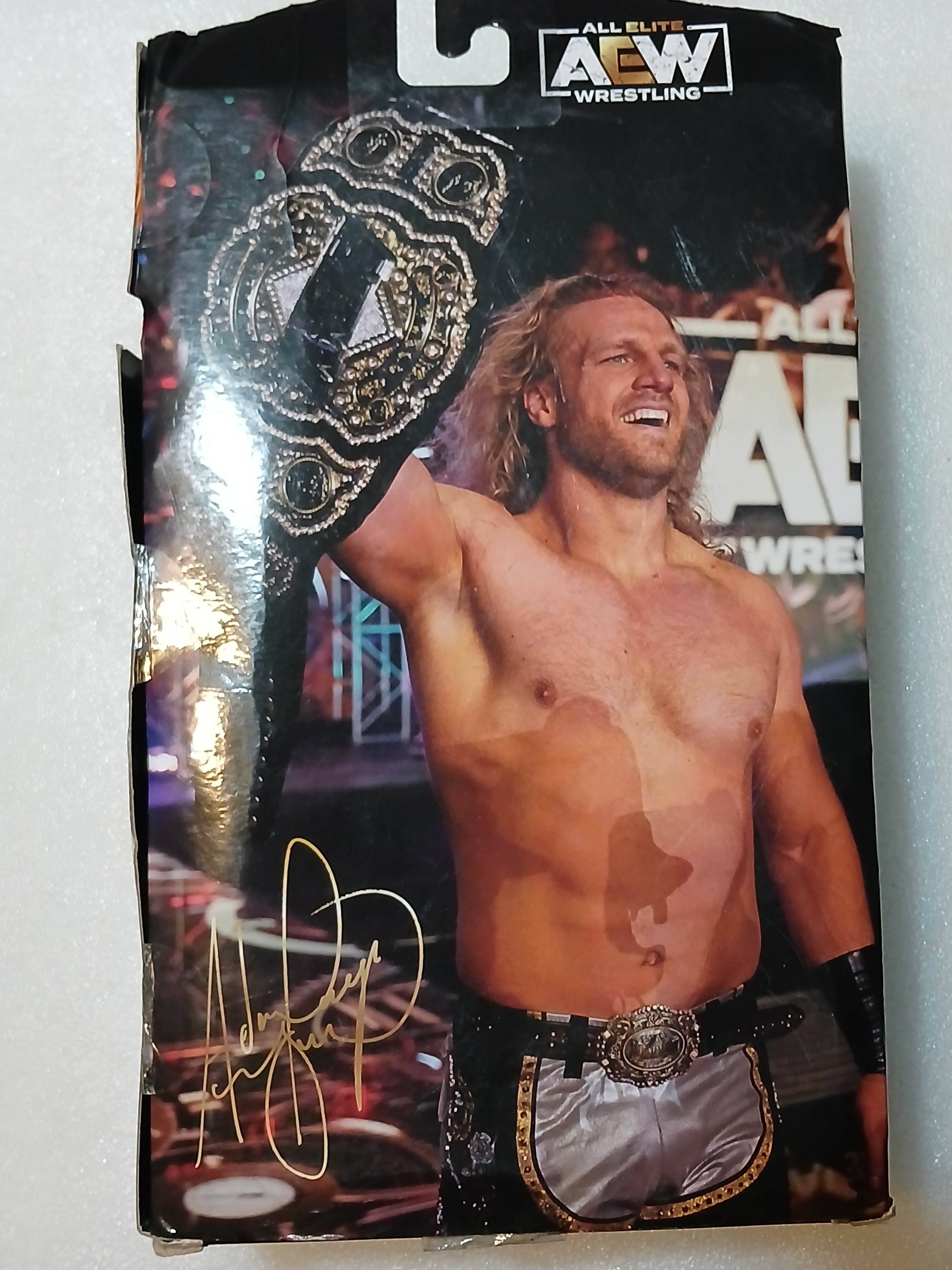 AEW Jazwares Hangman Adam Page Unrivaled Collection Series  action figure Box Has Damage