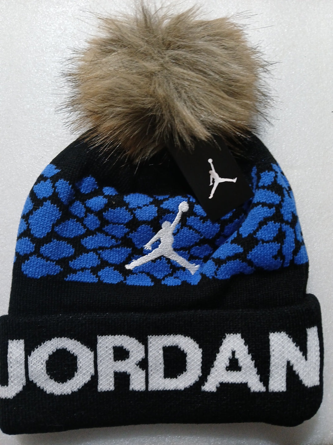 Jordan women's beanie hat one size fit all blue and black