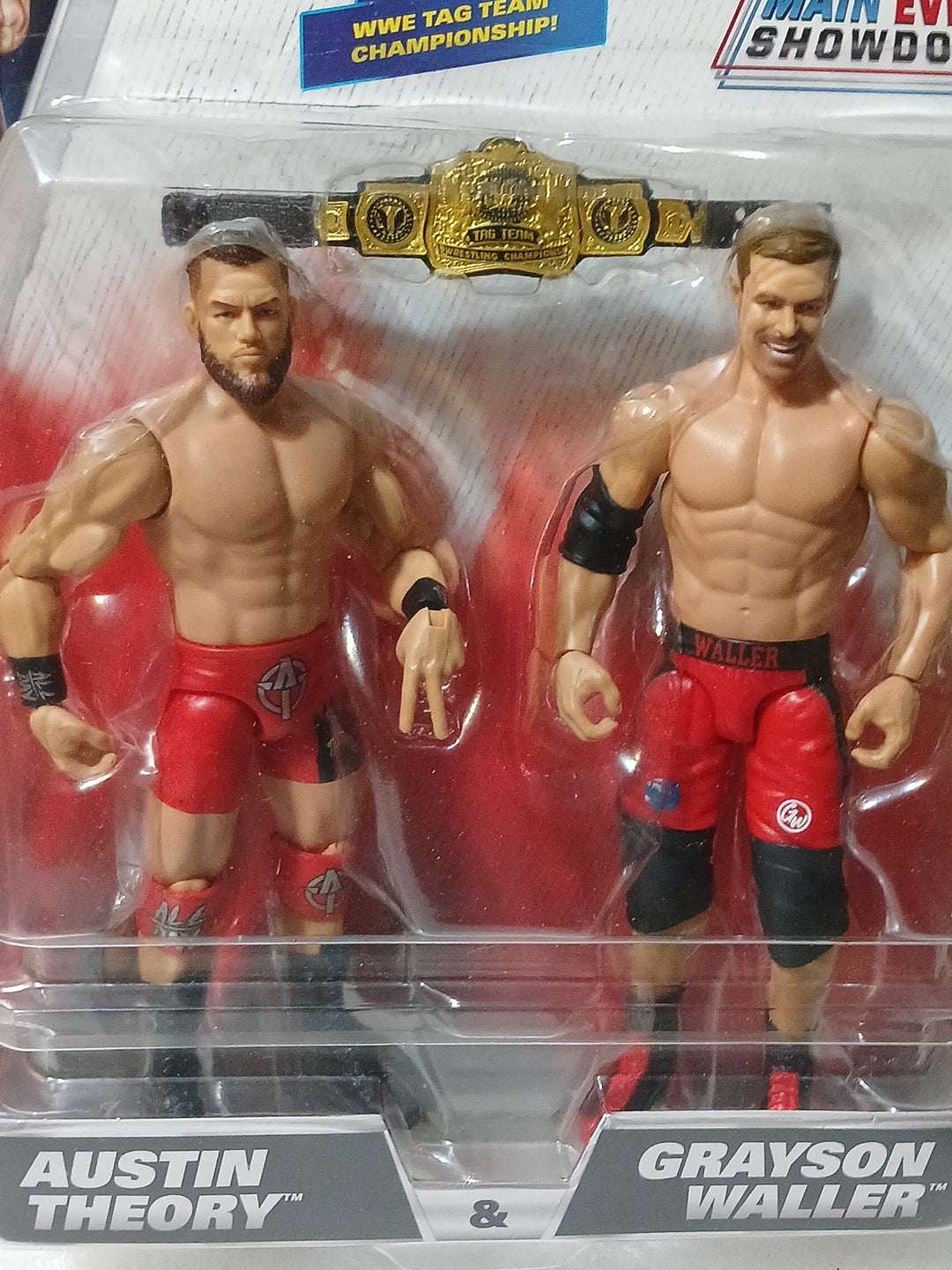 WWE Main Event Austin Theory and Grayson Waller figure set with championship