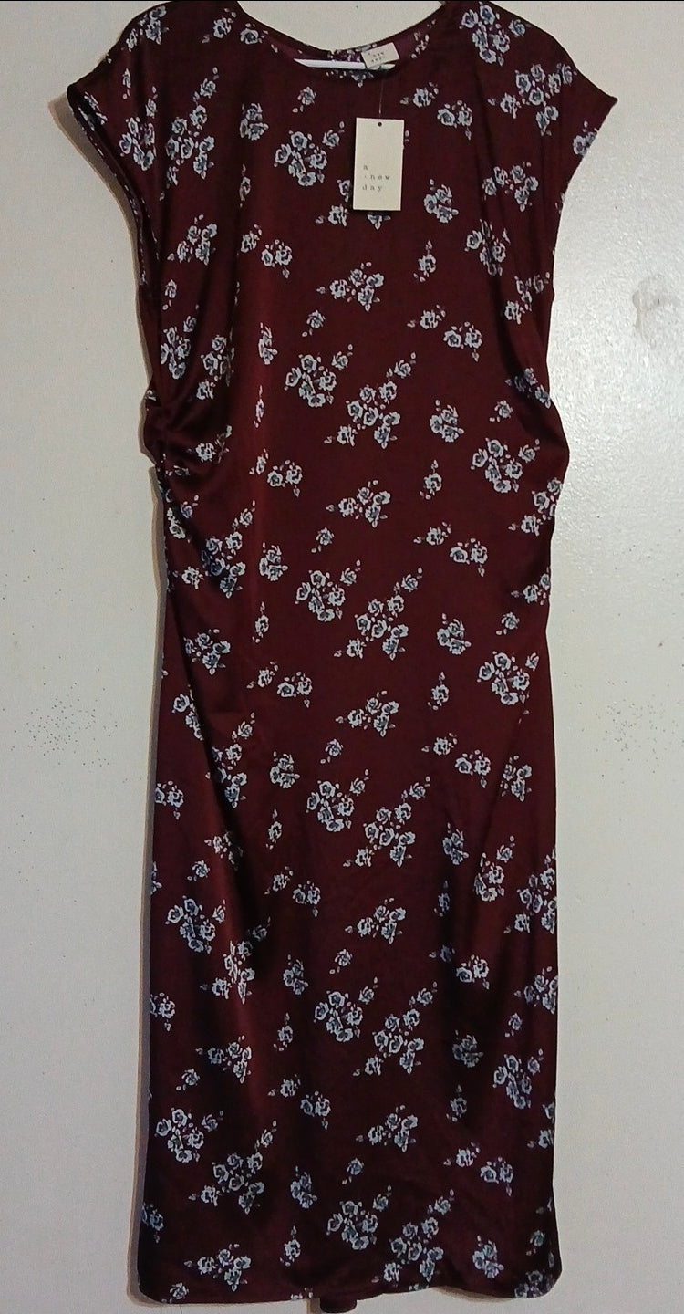 Target A New Day Women's Maroon Floral Casual Dress New With Tags Size Large
