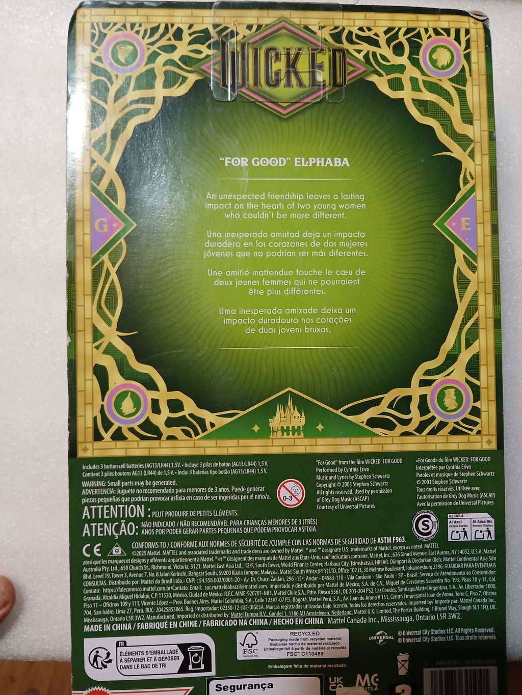 Universal Pictures' Wicked: For Good Singing Elphaba Fashion Doll, Inspired by the Movie, Sings "For Good" in English