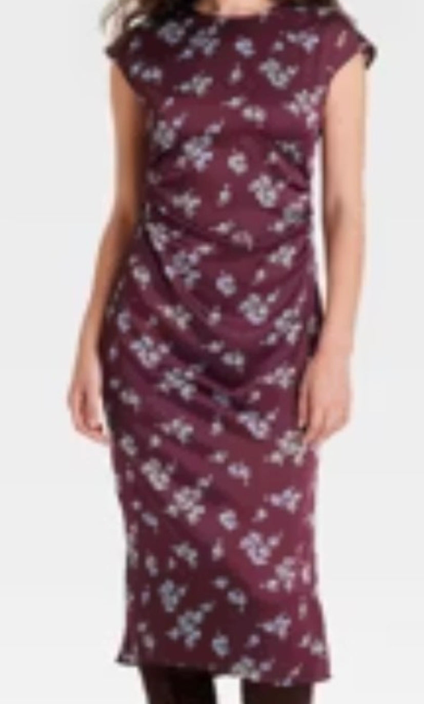 Target A New Day Women's Maroon Floral Casual Dress New With Tags Size Large