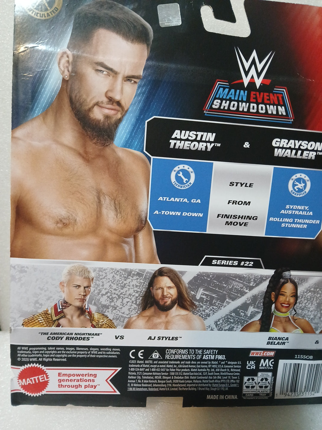 WWE Main Event Austin Theory and Grayson Waller figure set with championship
