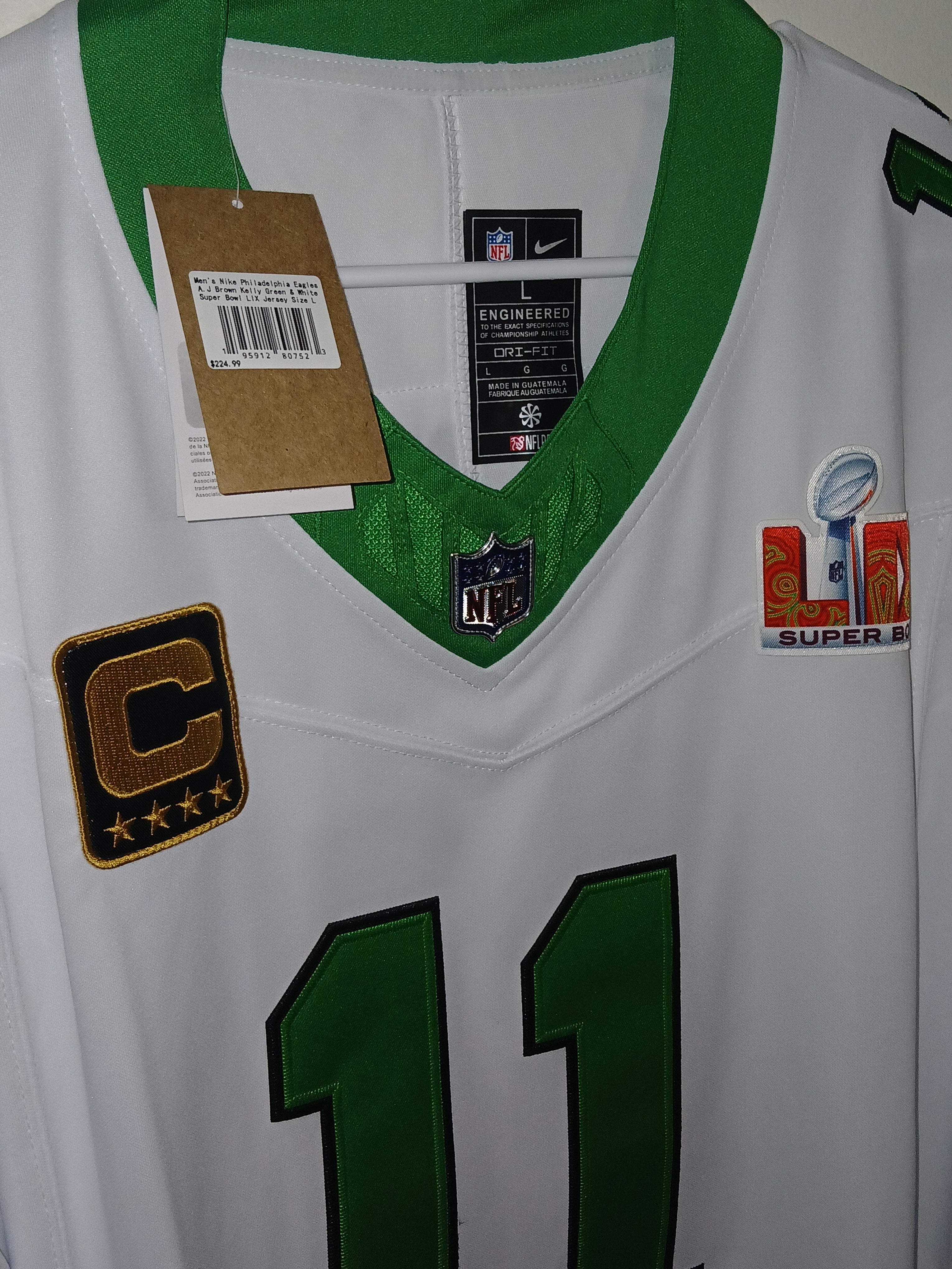 Nike AJ Brown  Philadelphia Eagles Super Bowl LIX Jersey Size Large