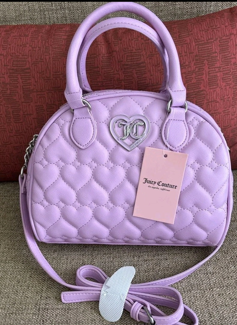 JUICY COUTURE WOMEN'S  FLAWLESS DOME SATCHEL HEART QUILT ORCHID