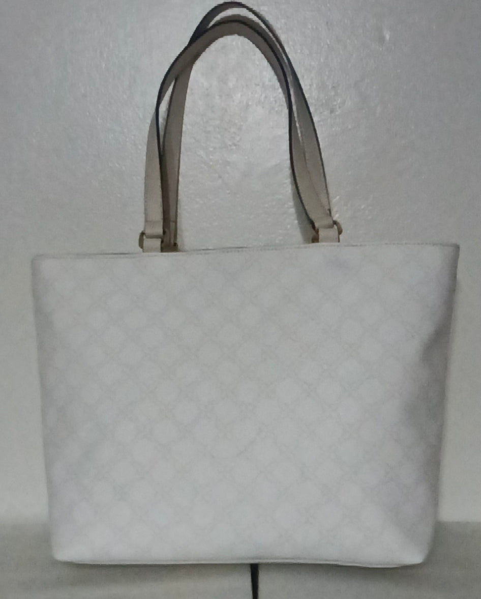 Nine West Woman's Tote Bag White And Tan Logo 2 Set New With Tags