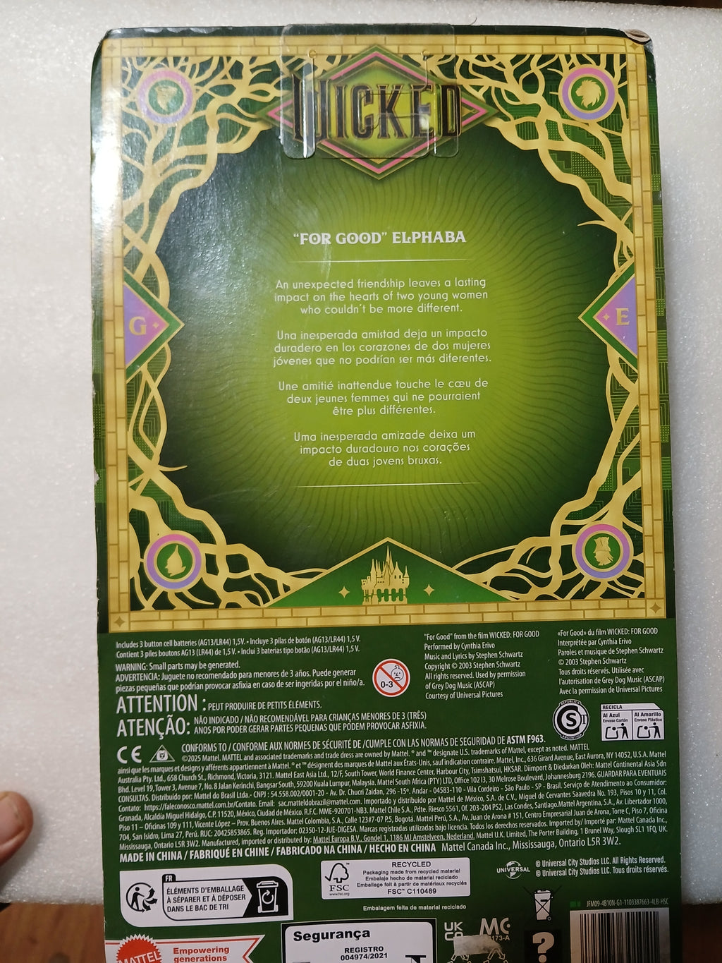 Universal Pictures' Wicked: For Good Singing Elphaba Fashion Doll, Inspired by the Movie, Sings "For Good" in English