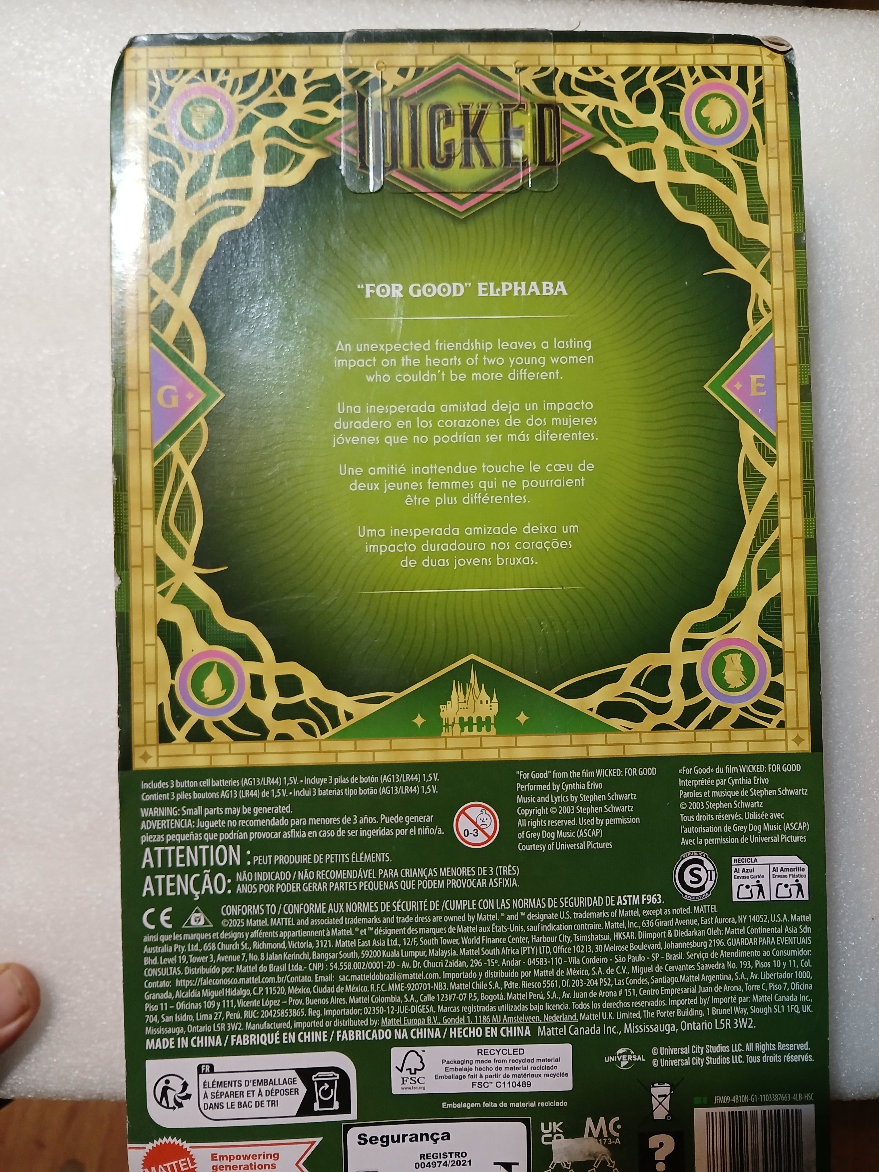 Universal Pictures' Wicked: For Good Singing Elphaba Fashion Doll, Inspired by the Movie, Sings "For Good" in English