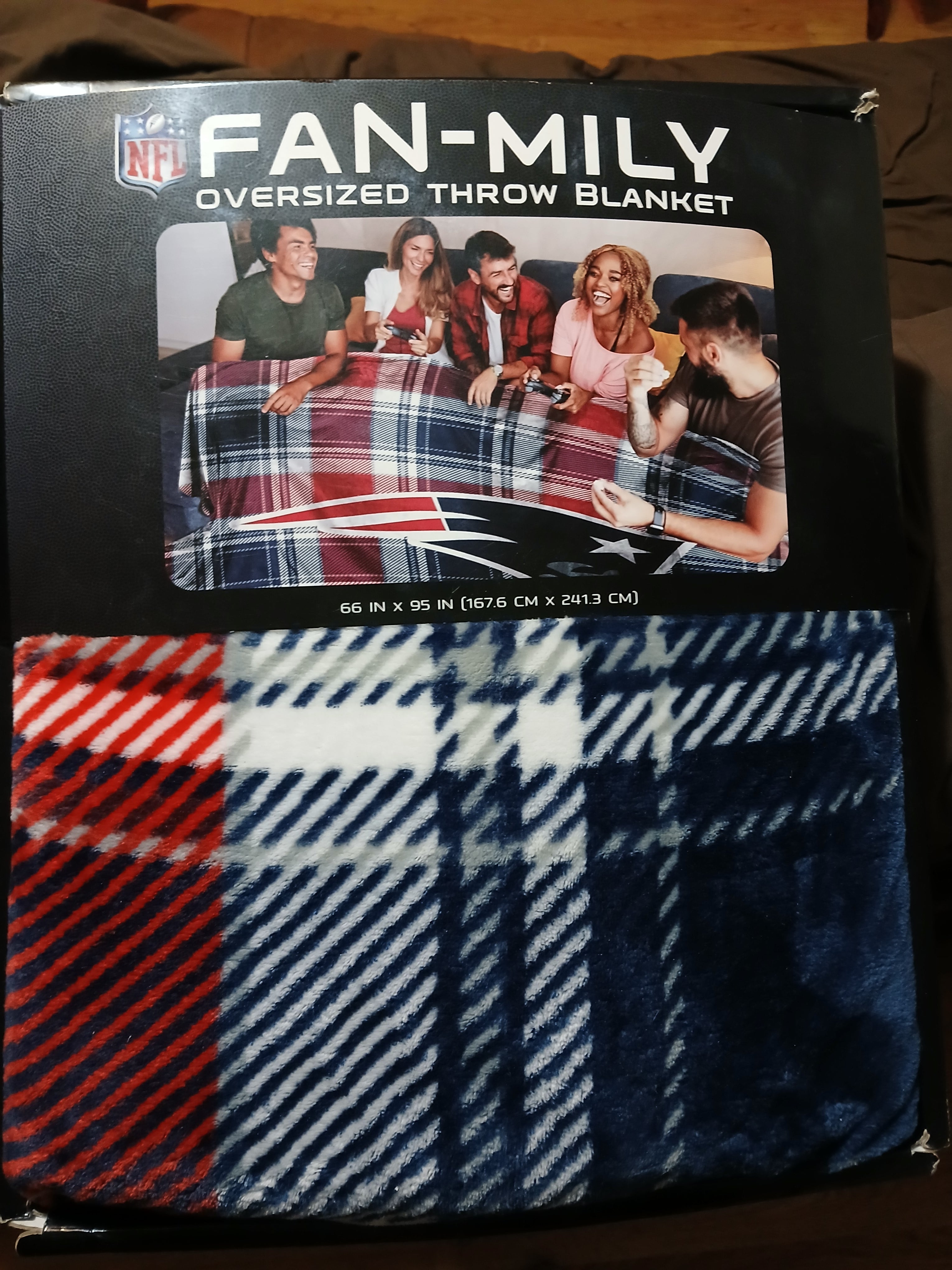 New England Patriots NFL oversized throw blanket size 66in X 95in