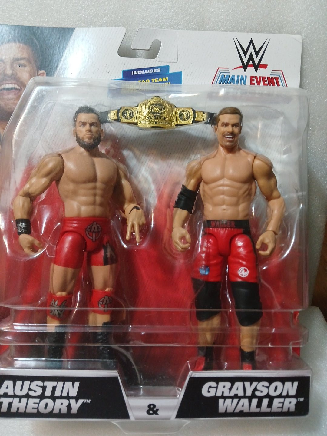 WWE Main Event Austin Theory and Grayson Waller figure set with championship