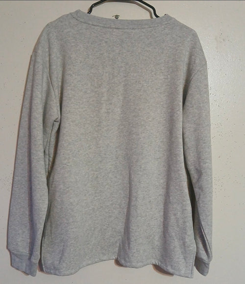 Disney Women's Embroidered Crew Neck Sweater Minnie Mouse Grey Heather New With Tags Size XL