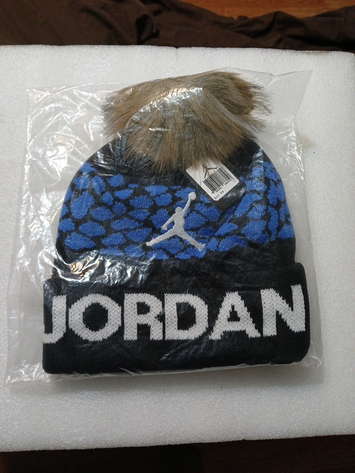 Jordan women's beanie hat one size fit all blue and black
