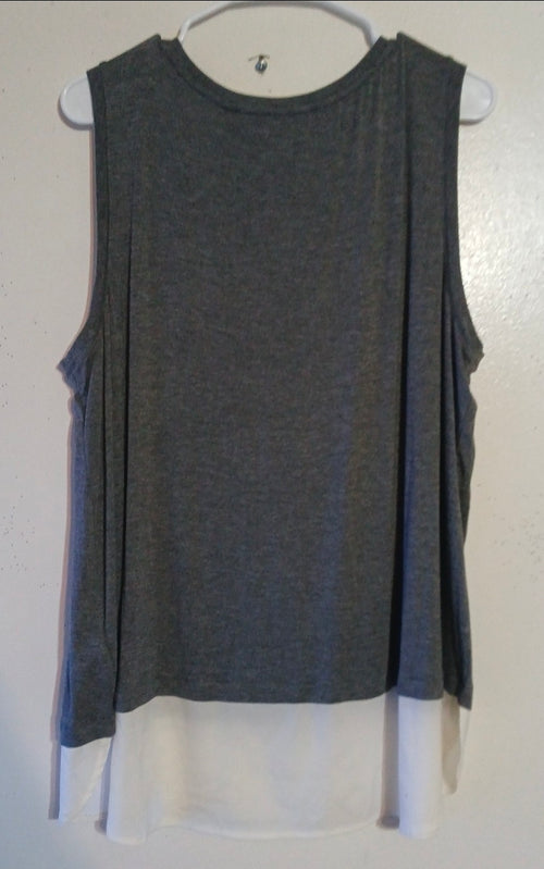 Apt 9 Women's Gray & White Sleeveless Tank Rhinestone Neck Size 1X