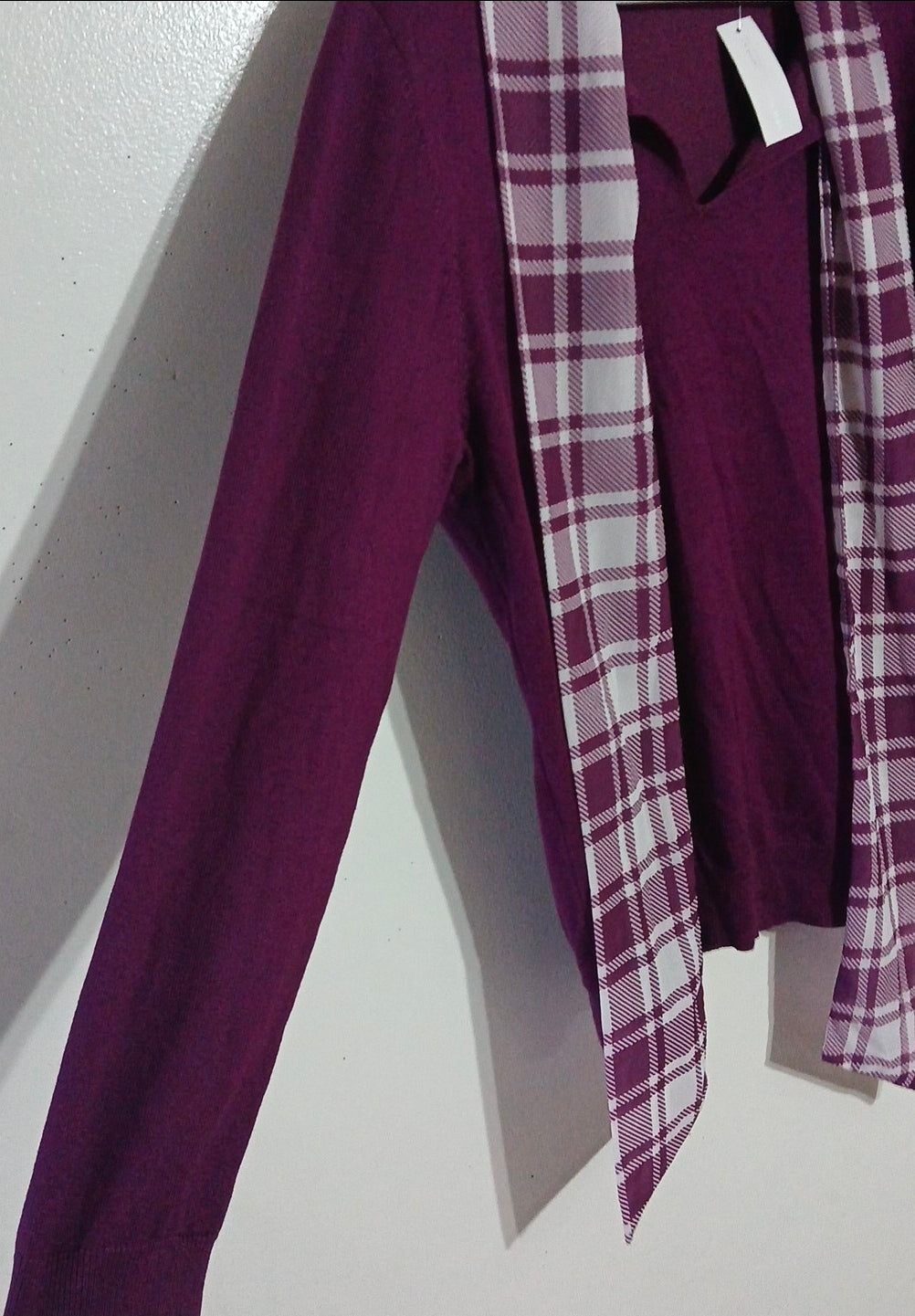 NY&C Solid Purple Women's Long Sleeve Shirt With Scarf Attached New With Tags Size XL