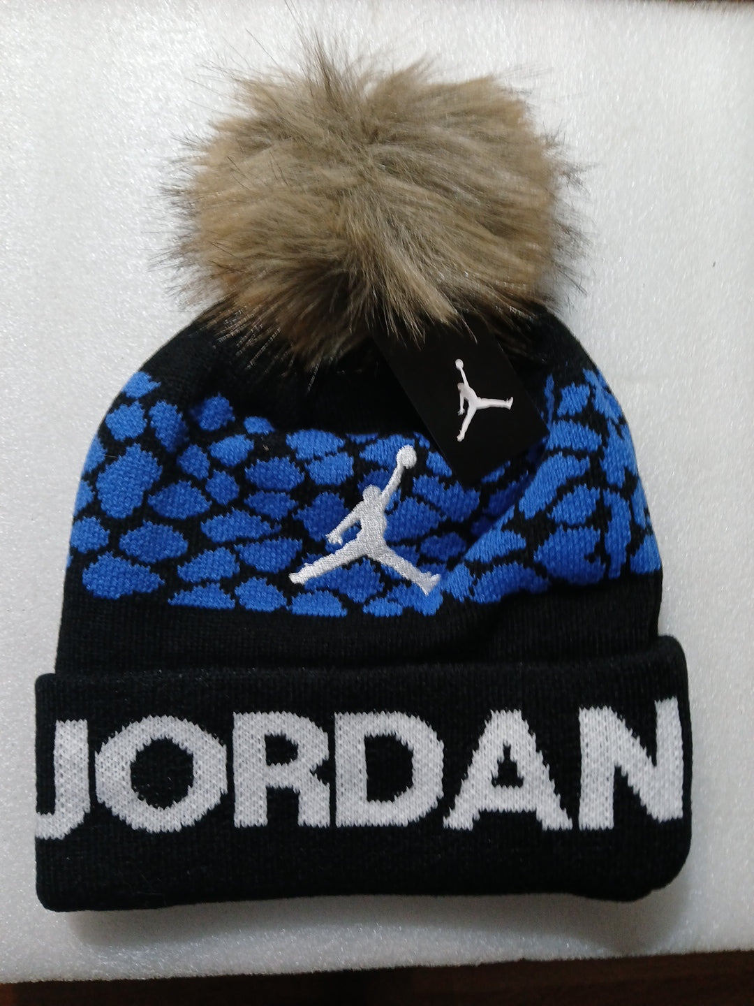Jordan women's beanie hat one size fit all blue and black