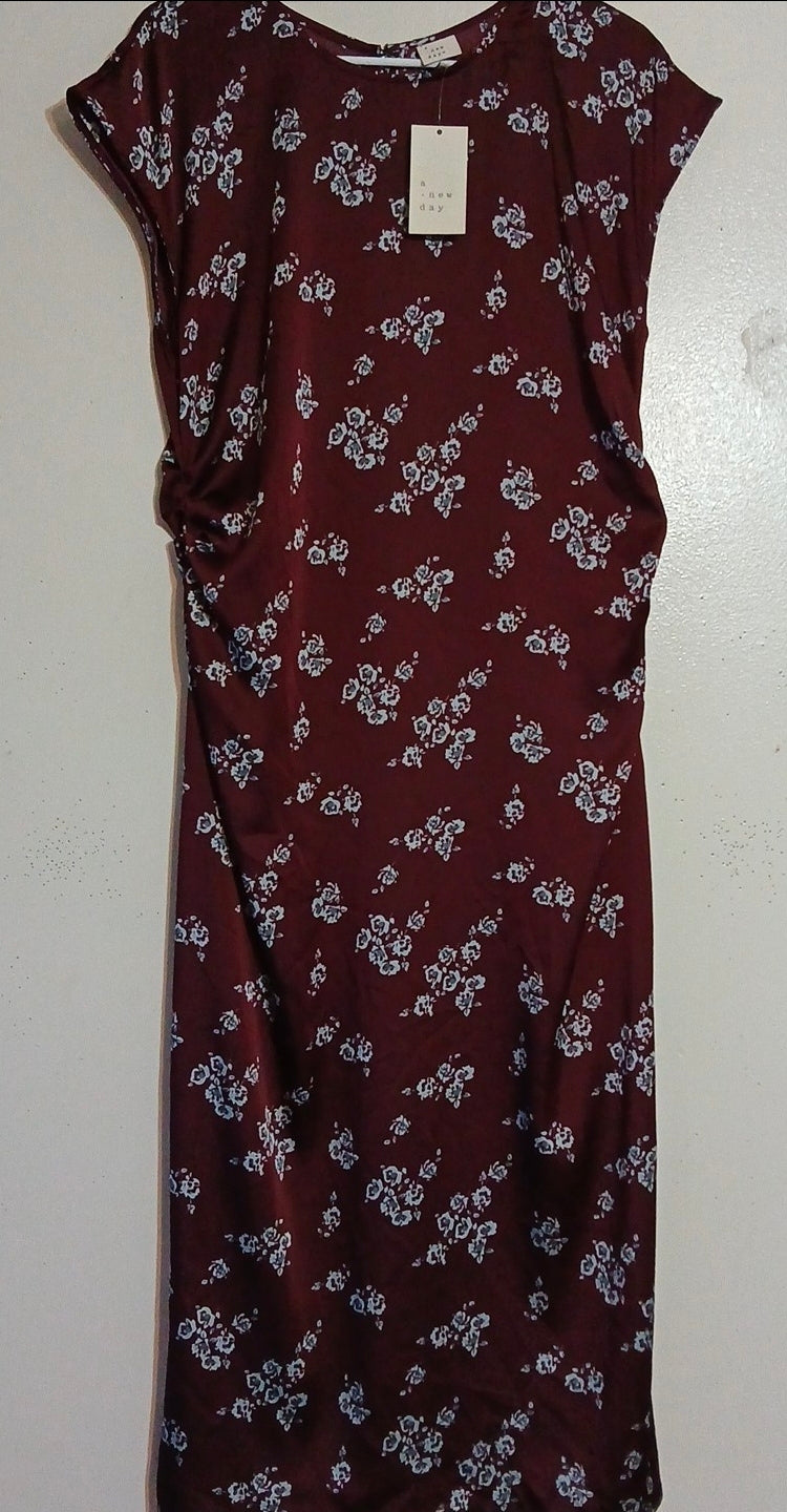 Target A New Day Women's Maroon Floral Casual Dress New With Tags Size Large