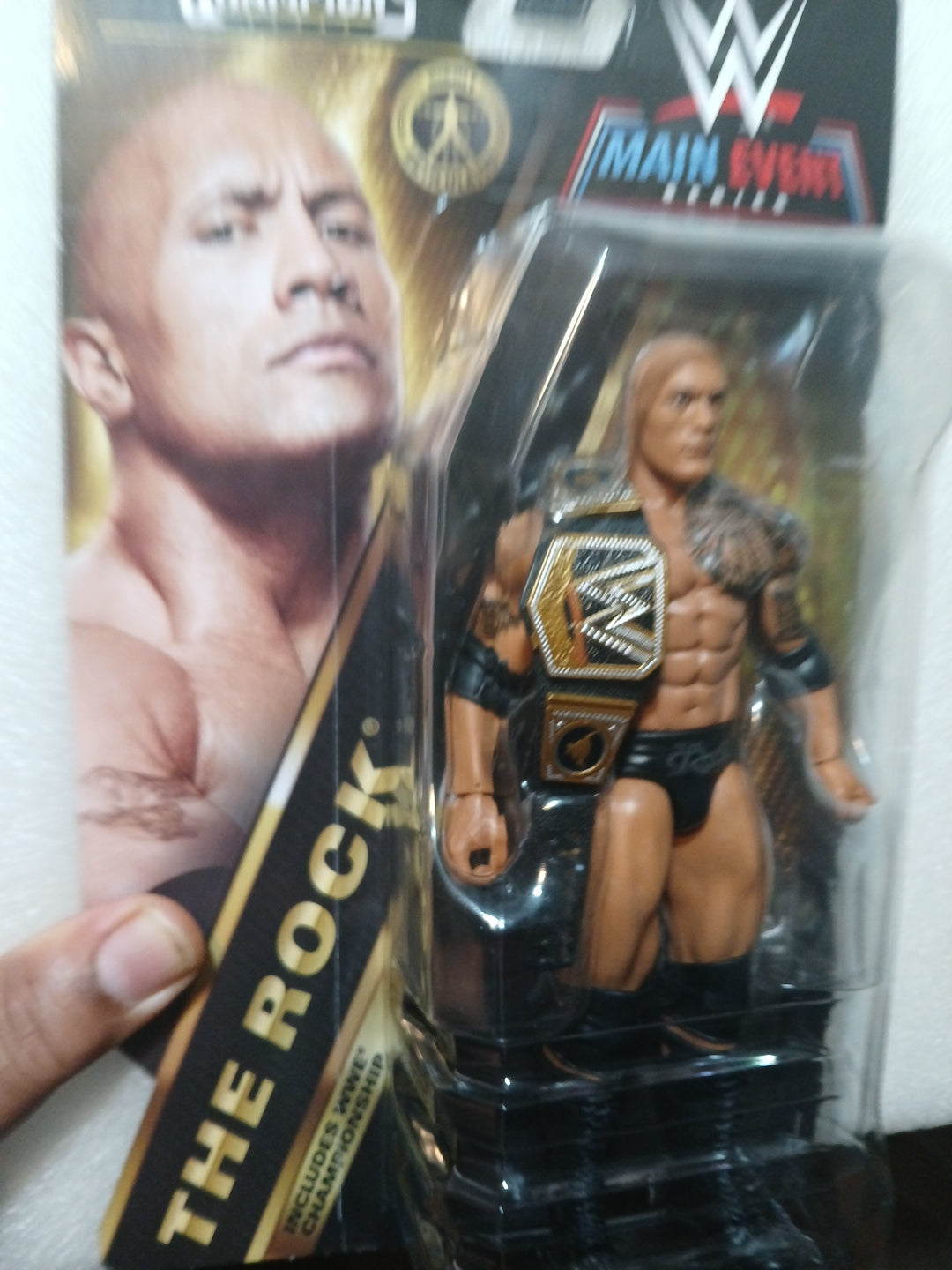 WWE Night of Champions The Rock figure with championship