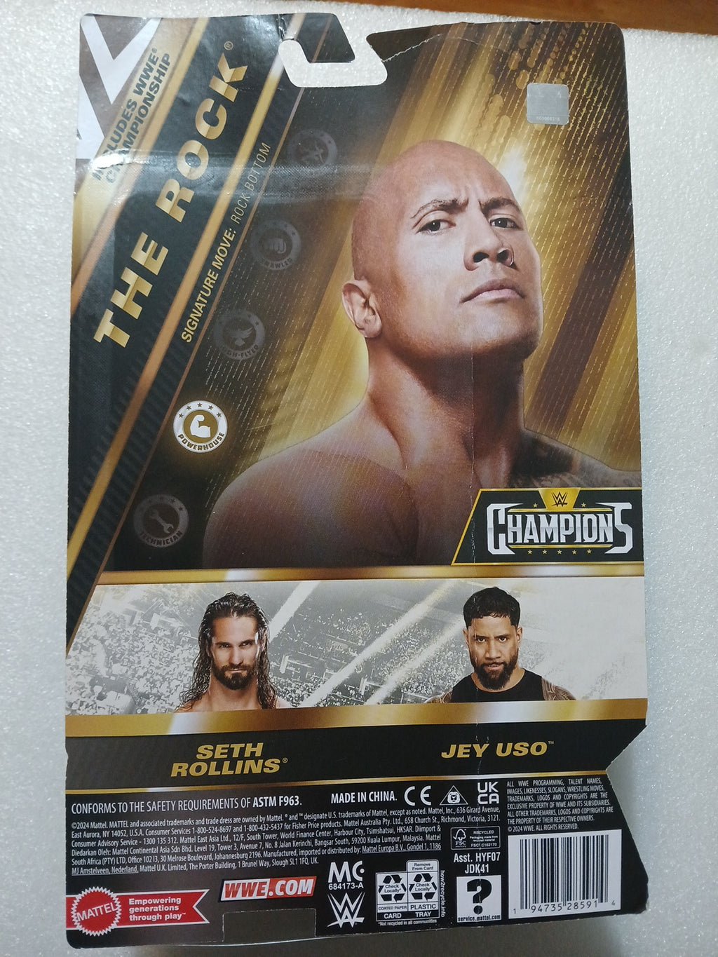 WWE Night of Champions The Rock figure with championship