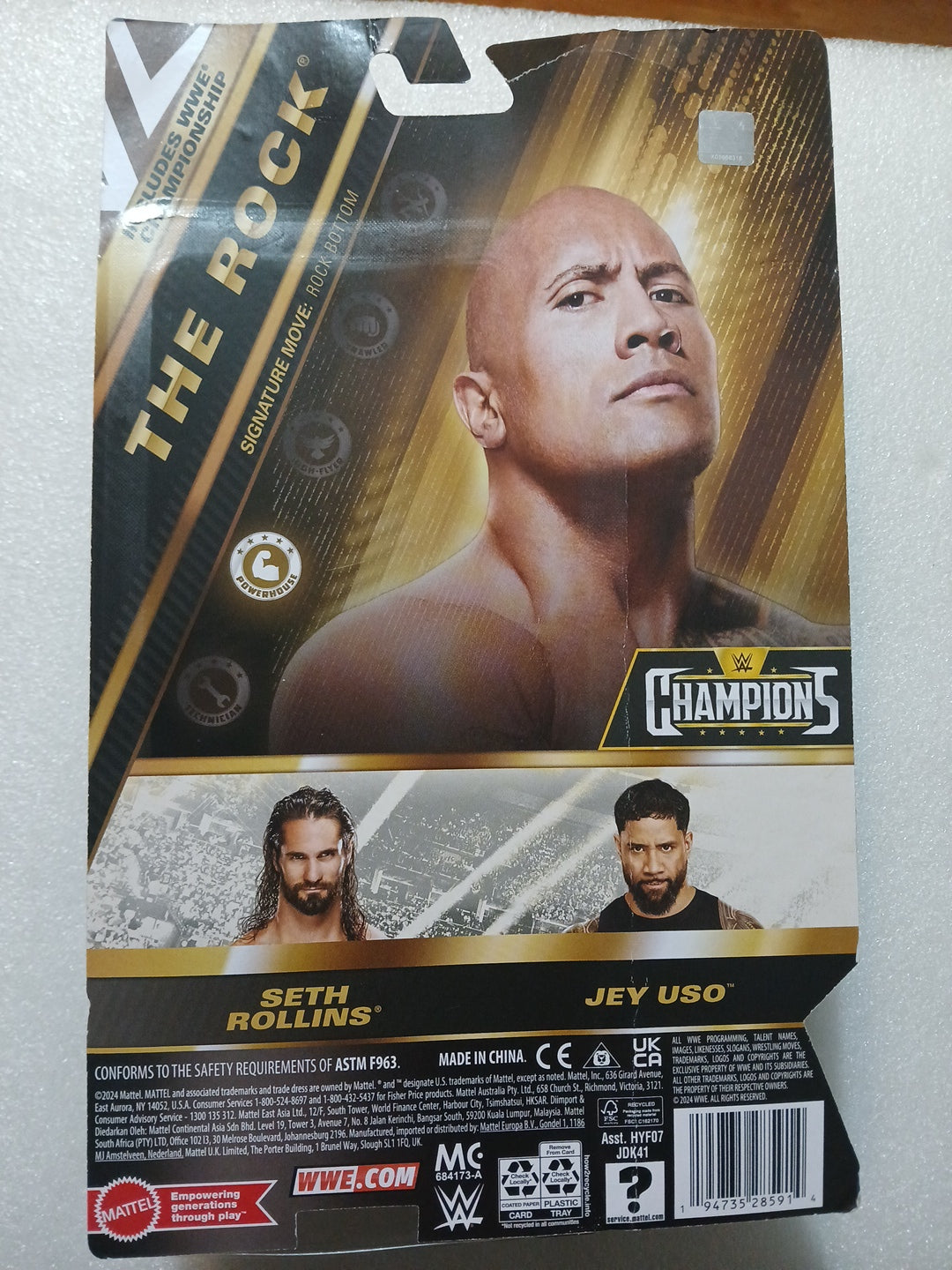 WWE Night of Champions The Rock figure with championship