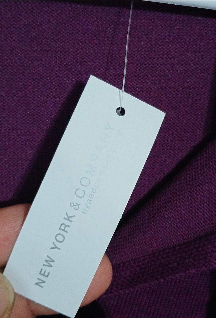 NY&C Solid Purple Women's Long Sleeve Shirt With Scarf Attached New With Tags Size XL