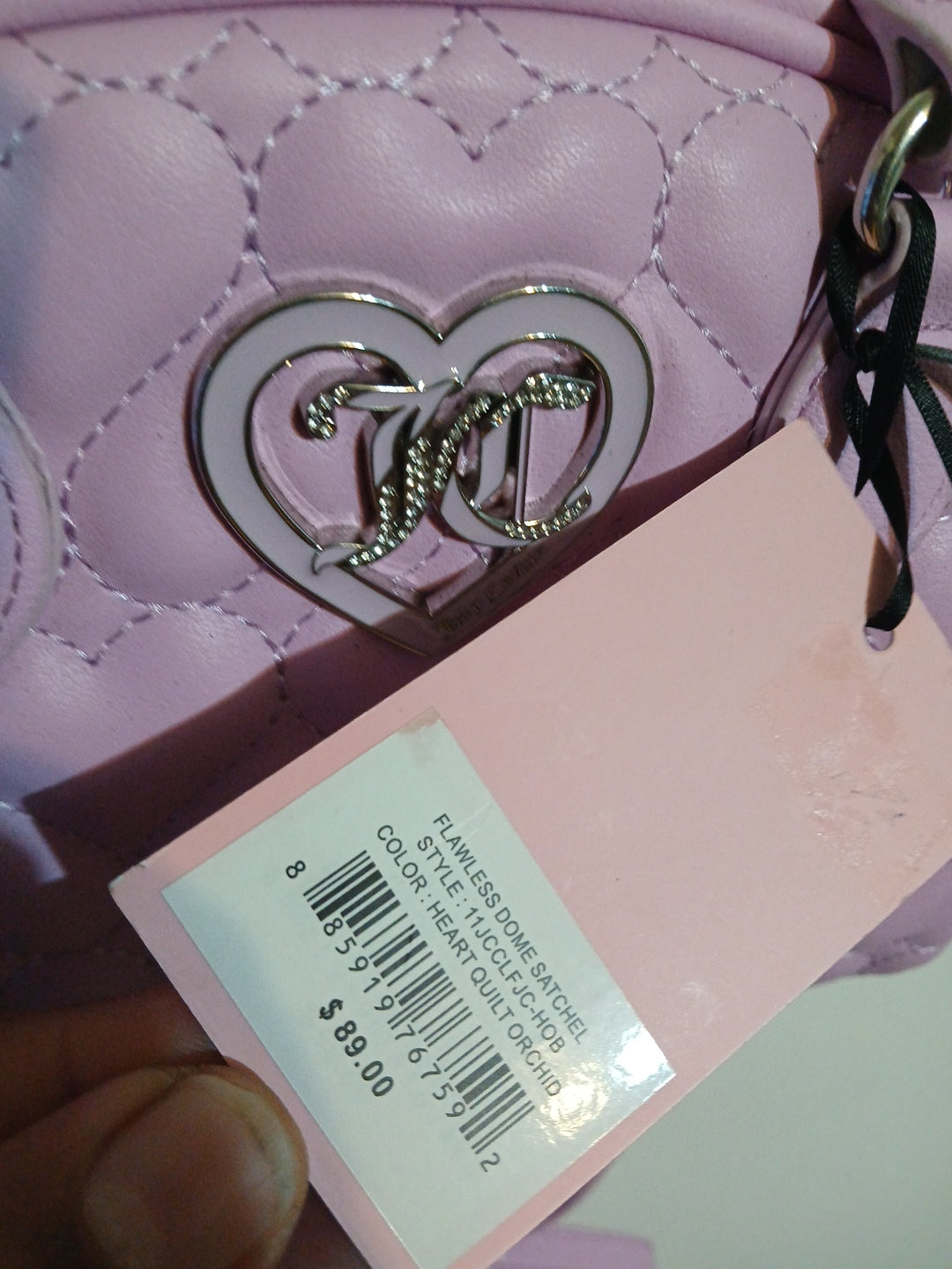 JUICY COUTURE WOMEN'S  FLAWLESS DOME SATCHEL HEART QUILT ORCHID