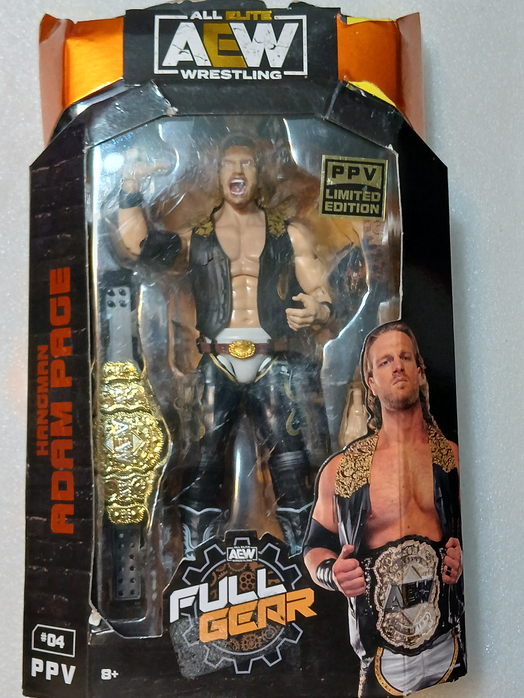 AEW Jazwares Hangman Adam Page Unrivaled Collection Series  action figure Box Has Damage