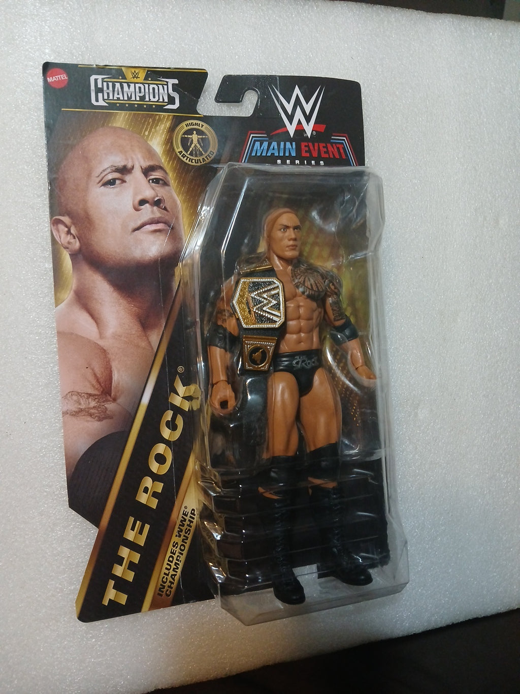 WWE Night of Champions The Rock figure with championship
