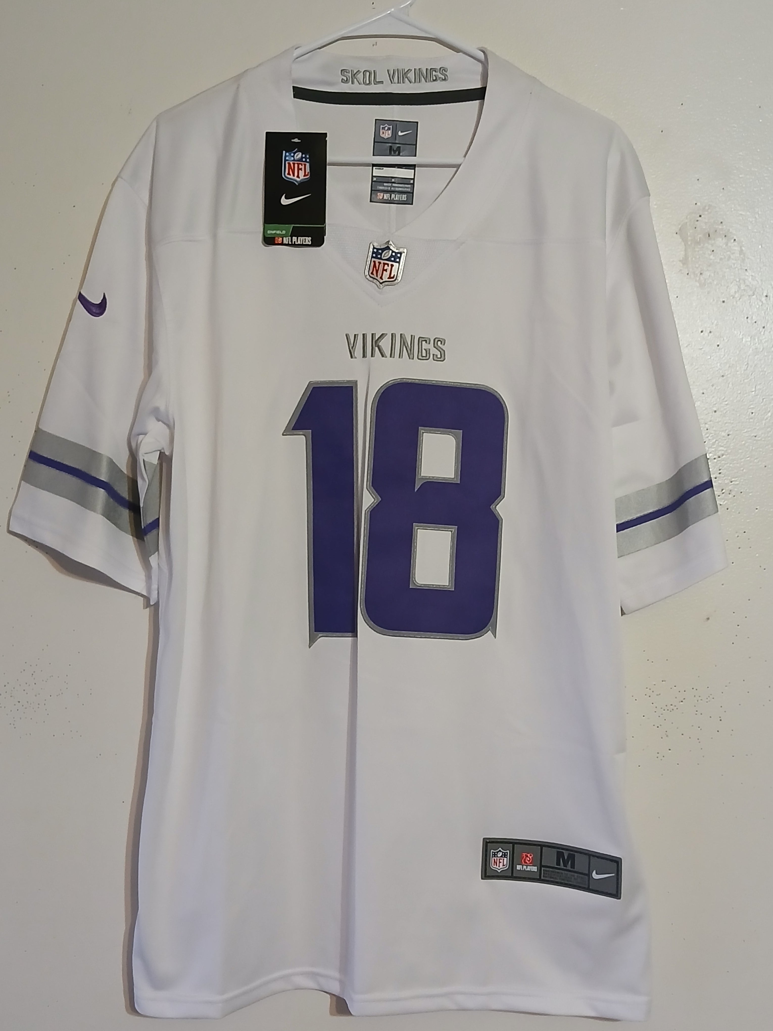 Nike men's Minnesota Vikings Justin Jefferson white alternate game player Jersey