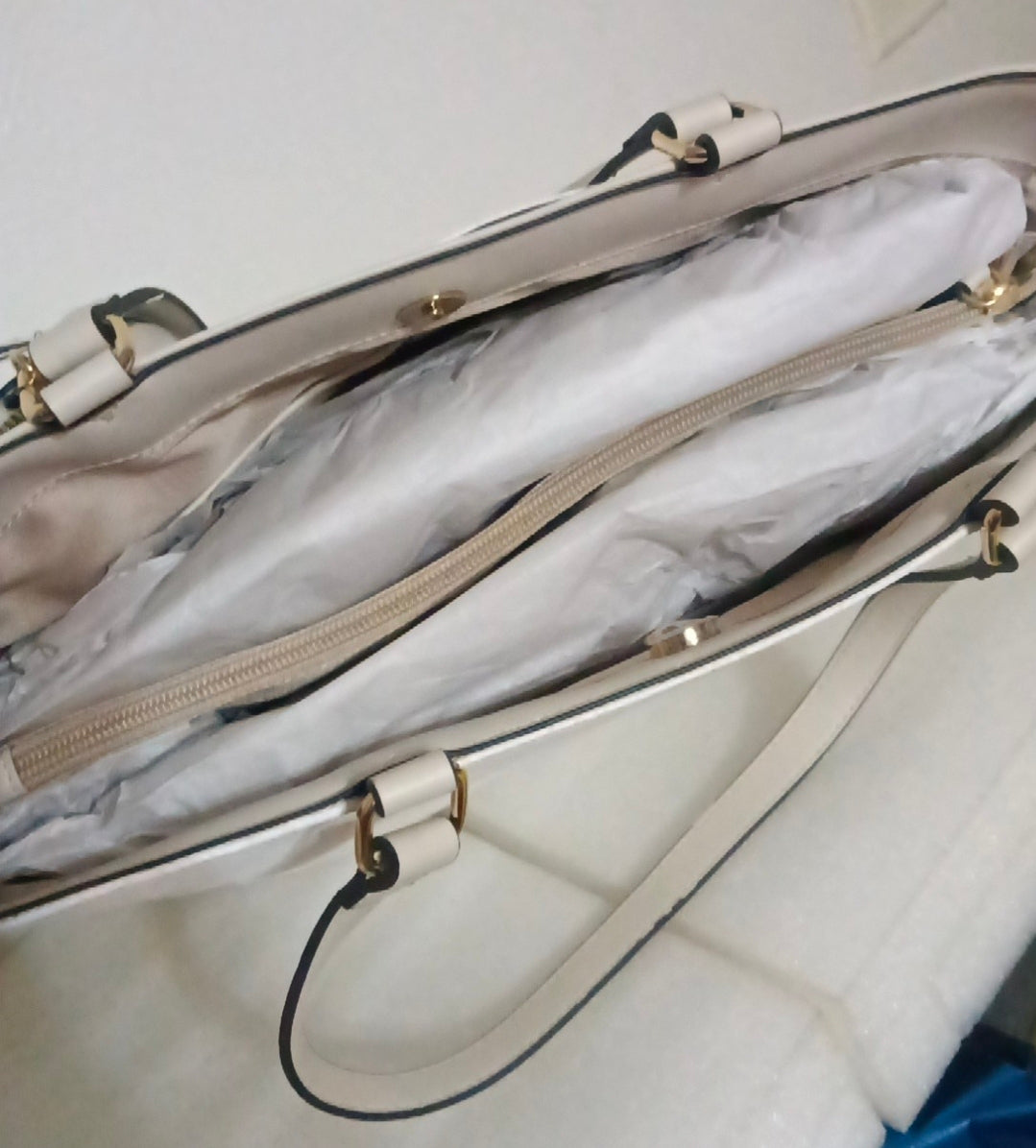 Nine West Woman's Tote Bag White And Tan Logo 2 Set New With Tags