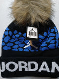 Jordan women's beanie hat one size fit all blue and black